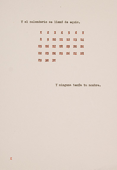 Calendario (Calendar). Obra mecanografiada. Typescript artwork.