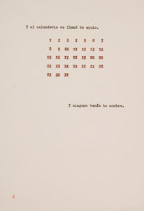 Calendario (Calendar). Obra mecanografiada. Typescript artwork.